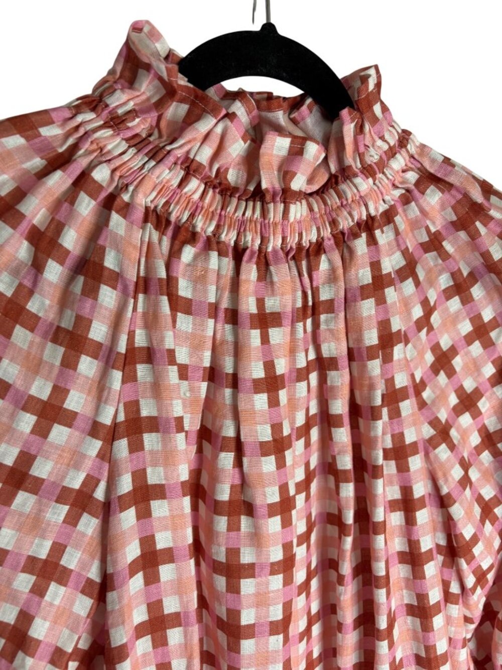EPHEMERA Garland Smock Mini Dress Grapefruit Gingham-sz US 4 - Picture 6 of 10